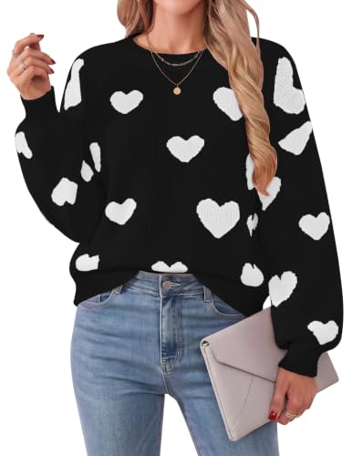 Image of Libsorge Womens Valentine Heart Sweater 2026 Valentines Day Trendy Cute Oversized Long Sleeve Pullover Sweaters