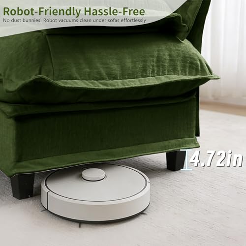 Image of 139 inch Sectional Sleeper Sofa with Ottoman, L Shaped Modular Deep Seat Couches for Living Room Apartment, Flexible Module Combination Cloud Sofa with Spring Support, Easy Assembly, Dark Green
