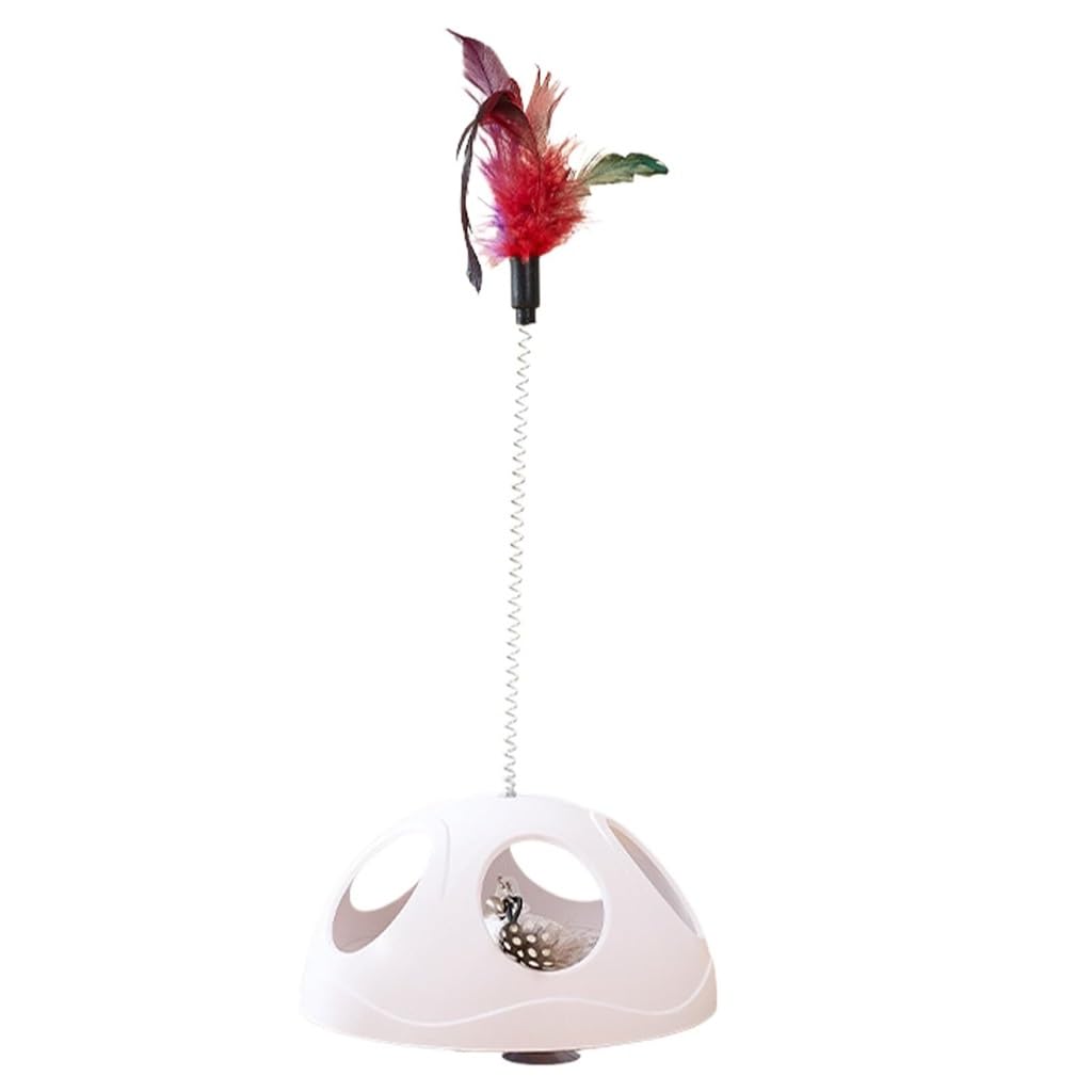 Palo de burla de plumas con ventosa autorelejante para gatitos activos