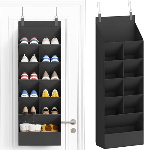 Lifewit Organisateur Chaussures à Suspendre sur la Porte avec 6 Étagères et 11 Poches Profondes, Rangement Suspendu en Tissu, Porte Chaussures Mural pour 12 Paires,...