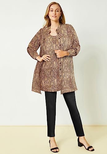 Jessica London Women's Plus Size Georgette Button Front Tunic Sheer Long Shirt - 24 W, Black Classic Stripe White #TOP5