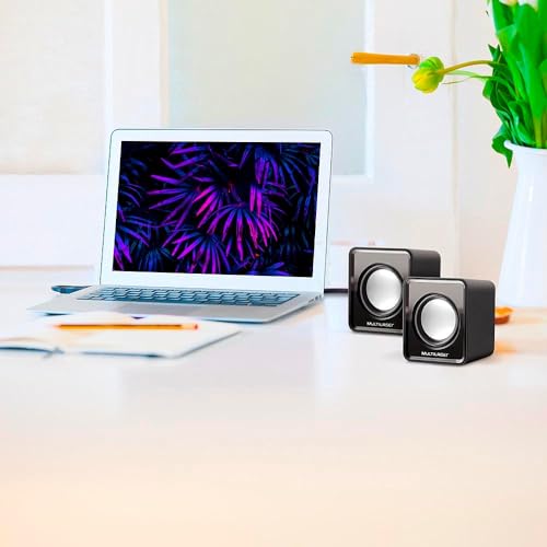 Caixas de Som 2.0 3w Rms Alimentação Usb Conexão P2 Controle de Volume Som Estéreo Preto - SP144