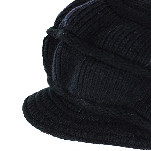 Muryobao Winter Hat Crochet Knit Slouchy Beanie Cap Outdoor Warm Snow Ski Knitted Hats with Visor for Women Black - Thumbnail 7