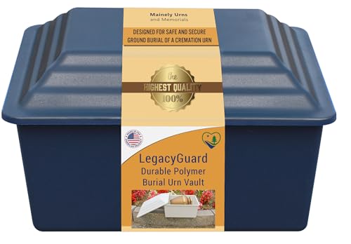 LegacyGuard Durable Polymer Burial Urn Vault - Vault for Ground Burial of One Cremation Urn - Navy Blue - Made in the U.S.A. - Mainely Urns