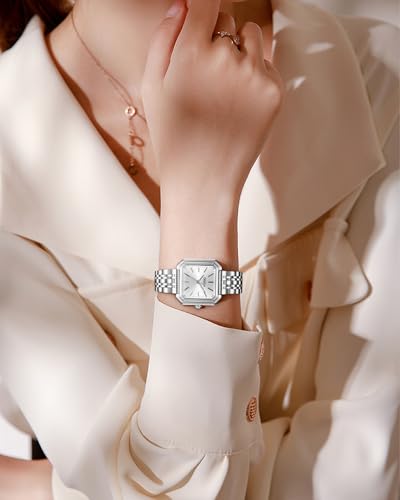 CIVO Armbanduhr Damen Edelstahl Eckig Analog Damenuhr Wasserdicht, Mode Geschenke für Frauen – Bild 6
