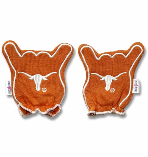 FANMITTS Day1Fans Officially-licensed Protective Baby Mittens (Burnt Orange, 0-3 Months, Texas Longhorns)