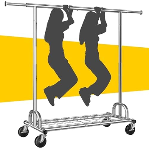 Raybee Heavy Duty Clothes Rack 530LBS Adjustable Rolling Clothes Rack