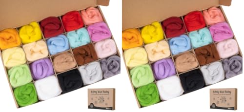 Image of Lemonfilter 20 Colors Wool Roving 10g per, 7.05oz Total Needle FeltingWool DIY Craft (Pack of 2)