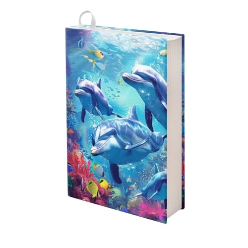 Couverture de livre dauphin en textile extensible résistant pour protège-cahier rigide