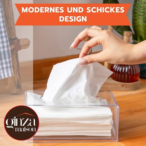 Ginza Maison Transparent Taschentücher – Taschentuch, Kosmetiktücher, Tissue Box für Schlafzimmer, Badezimmer, Wohnzimmer und Küche, Taschentuchspender, Serviettenhalter, Papiertuch