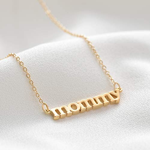 MEVECCO Gold Dainty Mom Necklace,18K Gold Plated Cute Tiny Mom Personalized Name Charm Necklace Delicate Word Cubic Zirconia Mom Chain Jewelry Gift for Mother's Day,Mother's Birthday4