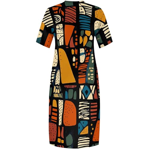 Image of SUZONANA Plus Size Dresses for Curvy Women African Print American Dress Summer Outfits Casual Loose with Pocket