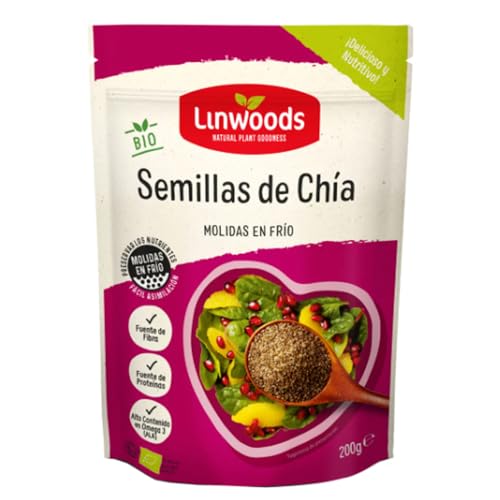 Semillas de chía orgánicas molidas, 200 g, paquete de 6 unidades.