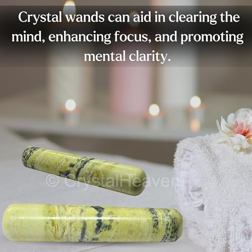 Image of Certified Serpentine Crystal Wand - Smooth Crystal Wand for Energy Healing, Chakra Balancing, Meditation and Home Decor - Crystals and Healing Stones for Gift