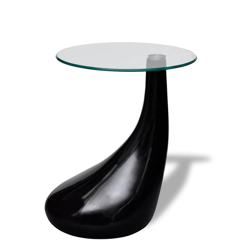 Table d'appoint chic noire en verre trempé résistant de 55 cm de hauteur