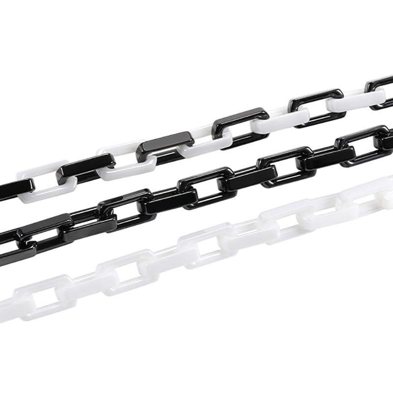 Necklace for Men, White/Black Cuban Link Chain for Men Ceramic Mens Chain Necklaces Paperclip Box Necklace Hip Hop Jewelry for Women Gifts, 18/20/22/24 inch3