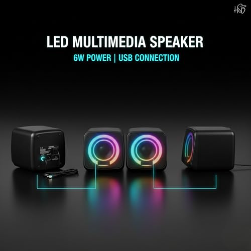 Image of Drumstone Multimedia Active Speaker | 6W Stereo Sound, LED Light, USB Powered & Plug-and-Play | Compact Desktop /Laptop Speaker for Music, Movies & Work