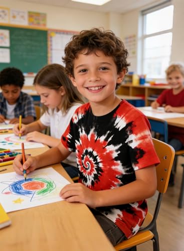Image of Boys Tie Dye Shirt Size 4-14 Hippies Senior Rainbow Tees T Shirts for Kids | Tees T shirts for Kids