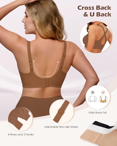 Image of As Fairy Womens Soft Comfortable No Underwire Bras V Neck Seamless Push Up Bralettes Full Coverage Tshirt Brassiere