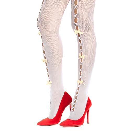 Image of Benefeet Sox Fishnet Stockings or Women High Waist White Fishnet Tights Party Pantyhose Cosplay Costume Tights