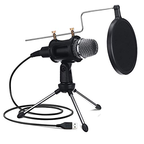 NASUM USB Microphone for Computer, Upgraded Condenser Microphone, Dual-Layer Acoustic Filter,Professional Sound Chipset, for YouTube, Facebook, Skype, Google Search, Podcasting, Games (USB)