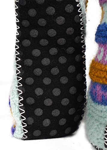 Tibetan Socks Hand Knit Wool Fleece Lined Long Slipper Socks With Non Slip Soles (Purple, Xs) #TOP4