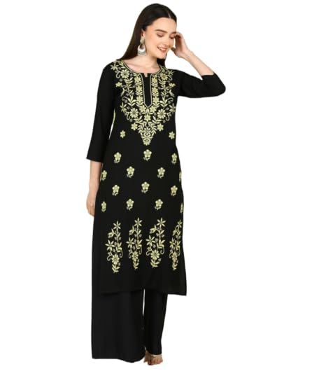 Image of Women Pink Ethnic motifs Embroidered Lucknowi Chikankari Long Kurti