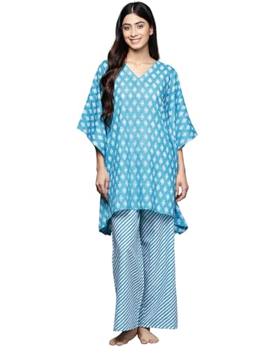 Image of Libas Womens Printed Cotton Night Suit Set for Women | Sleep wear