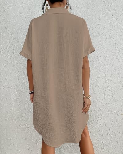 Image of Bsubseach Women Swimsuit Coverup Shirt Dress Button Down Bathing Suit Cover Up Beach Vacation Outfits