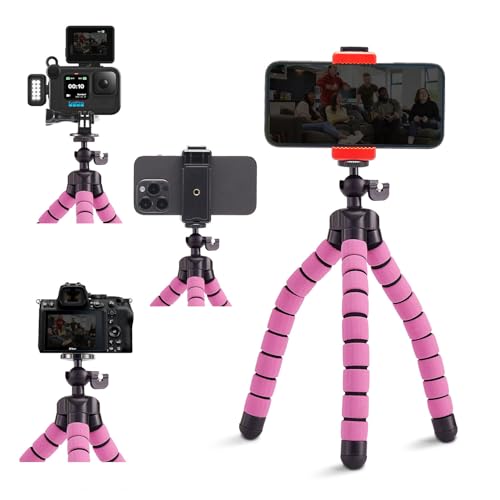 Mini teléfono celular trípode cámara de viaje trípode mesa trípode soporte trípode soporte trípode flexible, compatible con teléfonos celulares, cámaras, Gopro (ATAY-12)