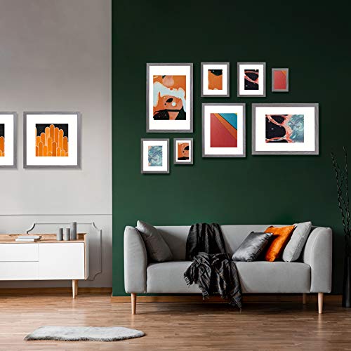 Annecy 8x10 Picture Frame (1 Pack, Gray) - 8x10 Photo Frames with Real Glass for 5x7 with Mat- Wall Mount & Table Top Display