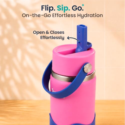 Image of Basil HydraFizz Stainless Steel Insulated Kids Water Bottle for School, 380ml Leakproof Bottle with Straw & Carry Handle, Double Wall Vacuum Thermosteel Bottle for, Sports, Travel & Outdoor Use | Reef