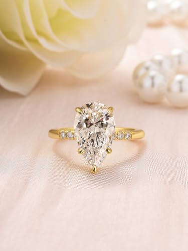 4.0 Carat Pear Cut Engagement Ring for Women, S925 Sterling Silver AAAAA Cubic Zirconia Simulated Diamond Ring2
