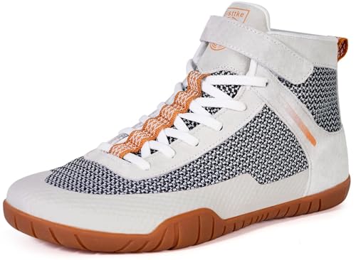 Wrestling Shoes Mens Boxing Shoe Fitness Weightlifting Powerlifting Zero Drop Sole Beige,12 Wide