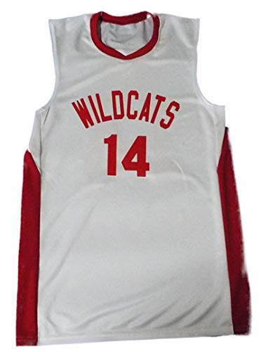 Boriz Zac E Troy Bolton 14 East High School Wildcats White Basketball Jersey (42)
