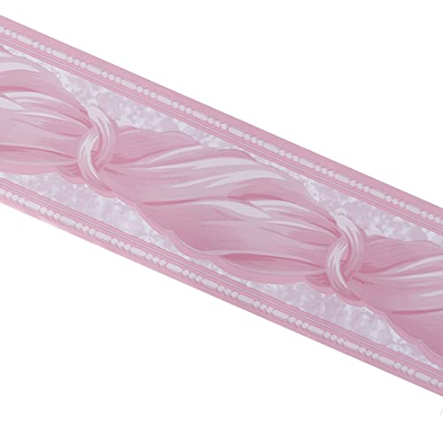PATIKIL 3.94 Parete Carta, Bordi Auto Bastoncino Muro Rivestimento PVC Pavimento Bordi per Cucina Bagno Camera letto Parete Decorazione Onda Motivo, 32,8 Piedi Rosa