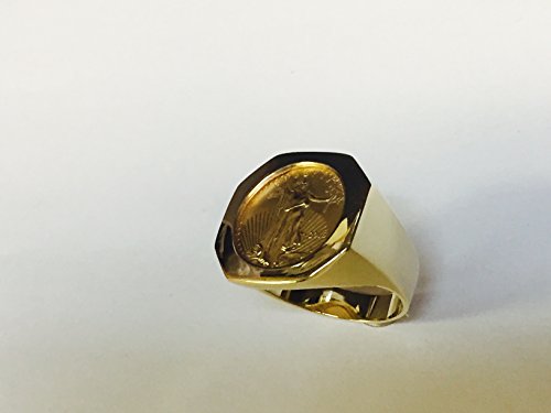 Tex 22K Fine Gold 1/10 Oz Us Liberty Coin In Heavy 14K Gold Ring 1233(Random Year Coin) #TOP4