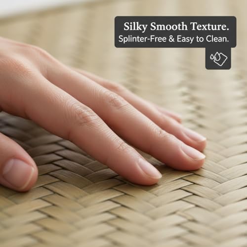 Image of Handmade Sital Pati Mat 1 piece (5.8x7 ft) | Premium Sitalpati Chatai, Natural Sheetal Pati & Bamboo Mats for Floor, Breathable Cane Mats, Rattan Sheet for Summer Comfort & Yoga
