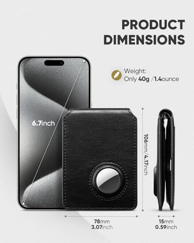 VULKIT Men's AirTag Wallet 0.5" Slim Bifold Leather Airtag Wallet Holder with RFID Blocking & ID Window, Front Pocket Minimalist Design, Anti-Loss Tracking for Urban Commute & Travel, Black2
