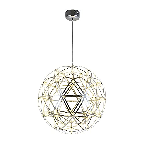 Lámpara esférica moderna en acero inoxidable para una iluminación brillante