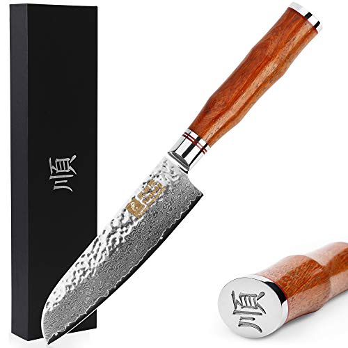 Sunlong 5 Pulgadas VG10 Damasco Cuchillo Santoku Cuchillos Cubiertos de Cocina...