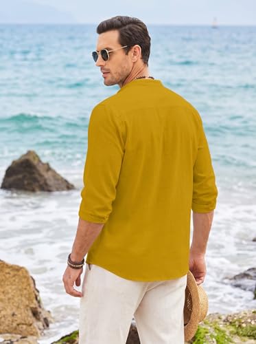 Image of ROYALSCOUT Men's Short Kurta | Solid Mandarin Collar Full Sleeve Pullover Style Kurta | Regular Fit Casual Ethnic Wear for Men