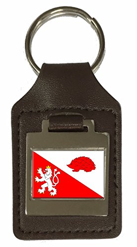 Porte-clés en cuir gravé drapeau tchèque, un accessoire chic avec finitions soignées en cuir véritable