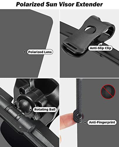 JOYTUTUS Sun Visor Extender for Compact SUVs and Sedans, Universal Anti-Glare Polarized Sun Visor Easy to Install, UV400 Visor Extension Protect from Glare/UV Ray/Stray Light, Safe Driving for Car - image 6