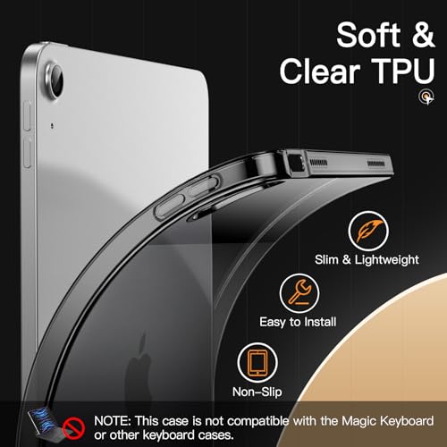 Image of JETech Cover Case for iPad (A16) 11th /10th Generation (2025 /2022), Soft TPU Transparent Slim Shockproof Tablet Cover (Black)