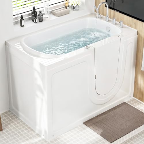 CO-Z Walk In Tub, 52" x 30" Walk In Bathtub Shower Combo with Inswing Door, Low Entry Soaking Bathtub with Handheld Shower Sprayer & Slip Resistant Floor (Right)
