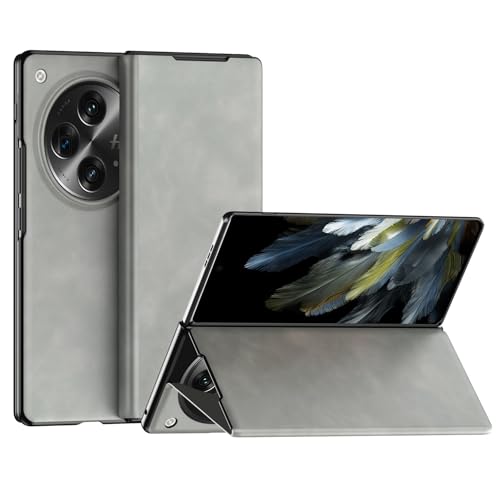 Étui en cuir Oppo Find N3 avec protection de charnière fine et élégante gris