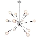 OYIPRO Sputnik Kronleuchter,Pendelleuchte 12-Flammig, Einstellbare Höhe 3x25cm, Hängelampe Modern, Chrom Licht Metall für Esszimmer, Wohnzimmer, Schlafzimmer, Küche, Restaurant