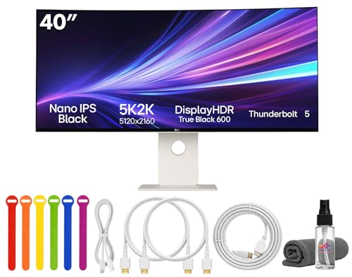 Image of LG Ultrafine evo 40U990A 40 inch 5K2K (5120x2160) Curved Ultrawide Monitor | IPS Black, 120Hz, DisplayHDR 600, Thunderbolt 5, HDMI 2.1, DisplayPort 2.1, Built-in Speakers & Adjustable Stand - Bundle
