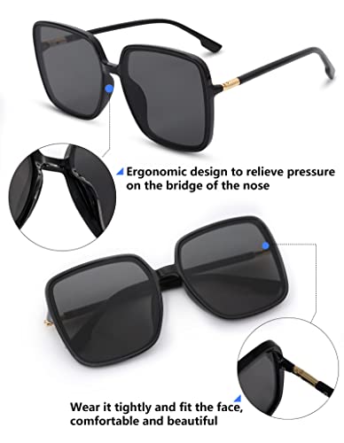 Square Oversized Sunglasses Women Trendy - 70s Vintage Big Sunglasses for Women Men, Large Plastic Frame Sunnies3